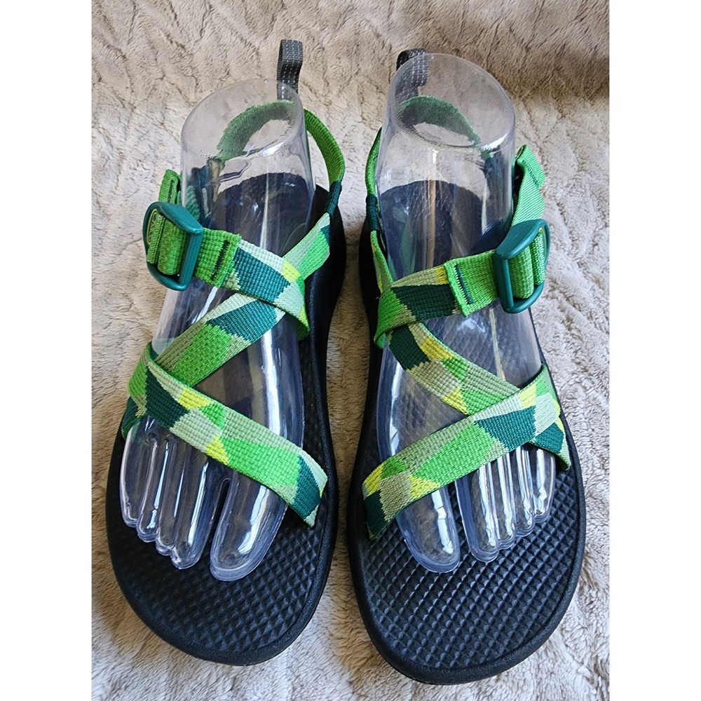 Chaco Kids Z1 Ecotread Green Geometric Strappy Adjustable Sandals Size 6